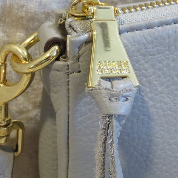 Aimee Kestenberg Madrid Leather Crossbody Purse Bag Light Gray Blue - Picture 5 of 12